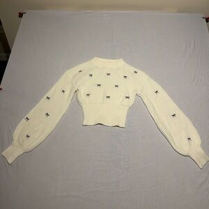 Altar'd State White Sweater with Black Accents